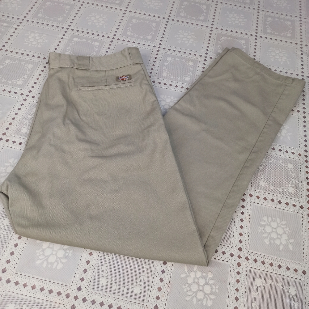 Vintage Dickies Straight Fit Pants Mens 38X34 Tan 90s Workwear Made in USA